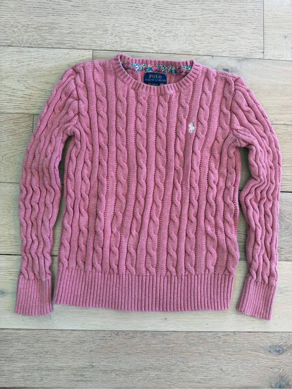 Polo by Ralph Lauren Pink Cable-Knit Crewneck Sweater